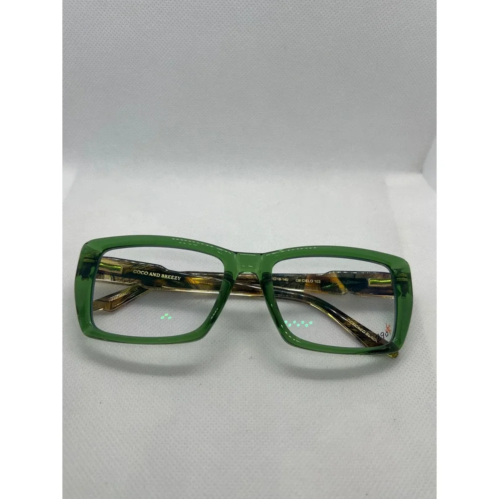 Coco and Breezy Cielo‎ 103 Green Rectangular Eyeglasses Frames 54-18-140 Womens